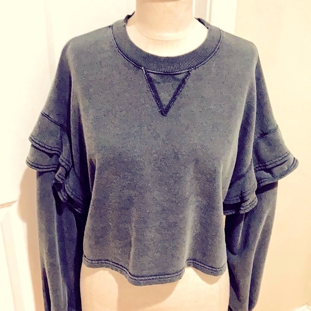 7 by All Mankind Cotton Cropped Sweatshirt